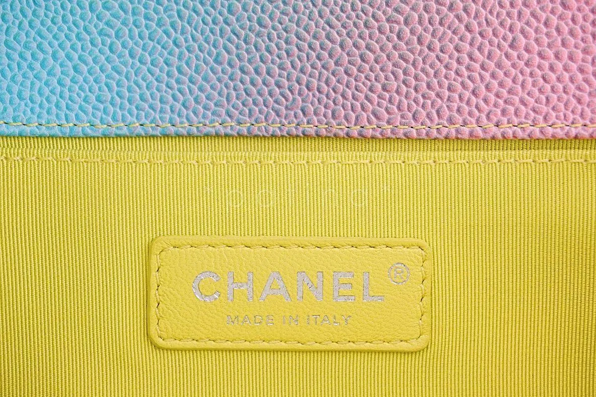 17C Chanel Rainbow Caviar Medium Classic Boy Flap Bag SHW