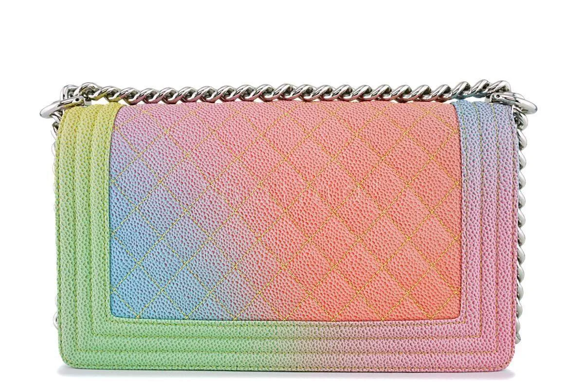 17C Chanel Rainbow Caviar Medium Classic Boy Flap Bag SHW