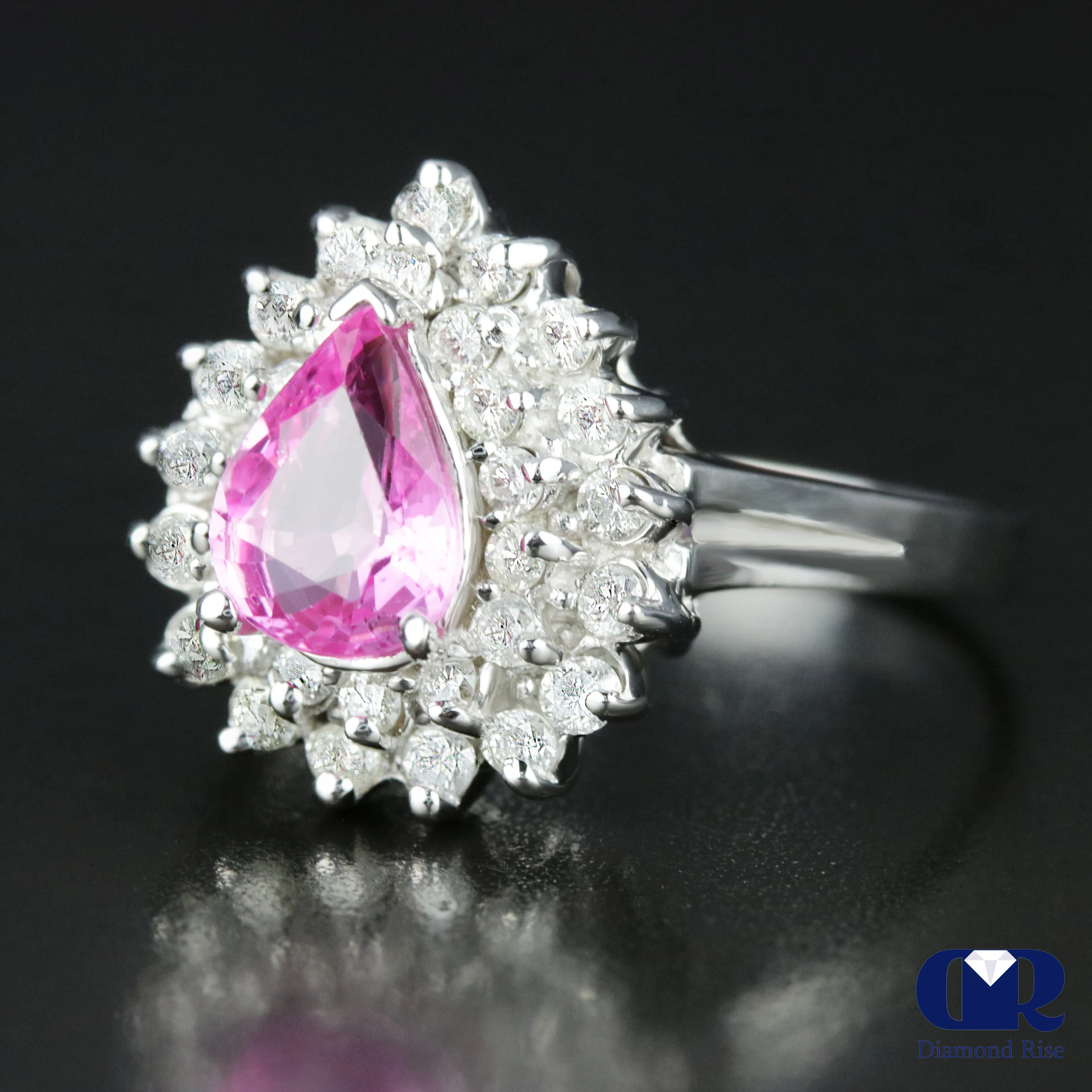 1.90 Ct Natural Pink Sapphire & Diamond Engagement Ring