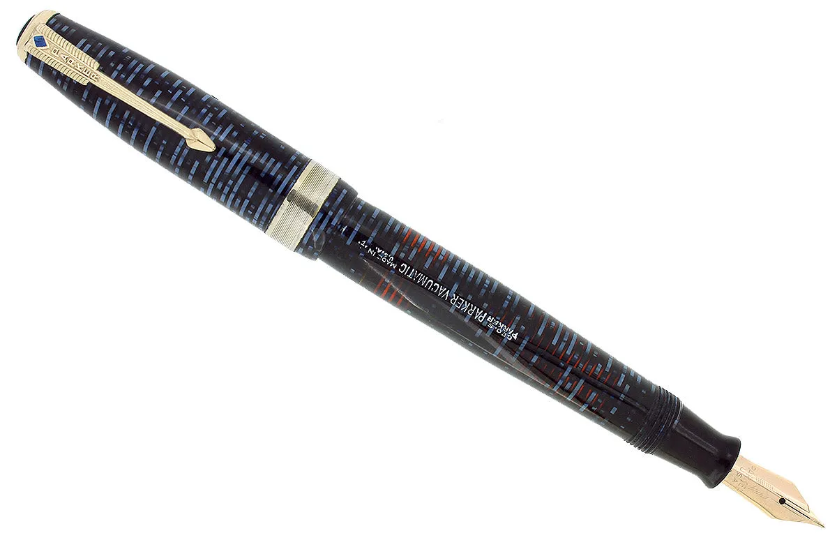 1941 PARKER AZURE VACUMATIC DOUBLE JEWEL JEWELERS CAP BAND FOUNTAIN PEN RESTORED