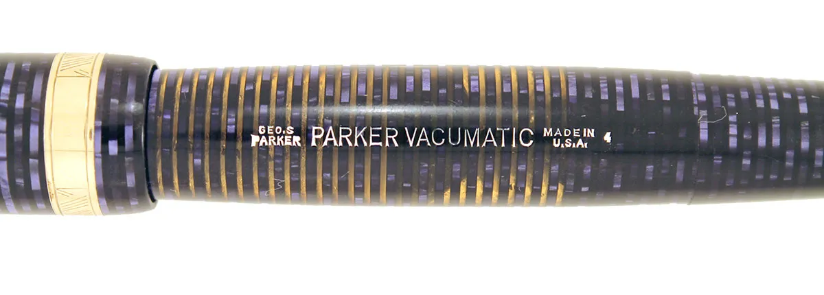 1944 PARKER AZURE PEARL VACUMATIC MAJOR FOUNTAIN PEN NEAR MINT CONDITION AND RESTORED