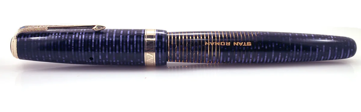 1944 PARKER AZURE PEARL VACUMATIC MAJOR FOUNTAIN PEN NEAR MINT CONDITION AND RESTORED