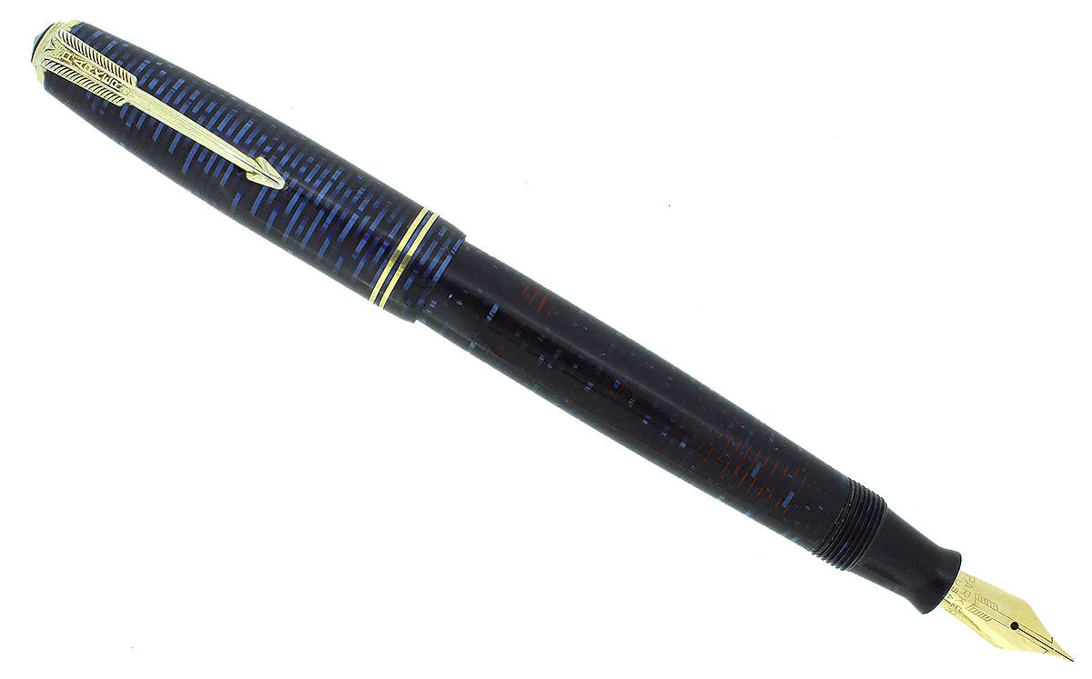 1946 PARKER AZURE BLUE PEARL VACUMATIC FOUNTAIN PEN STANDARD SIZE RESTORED