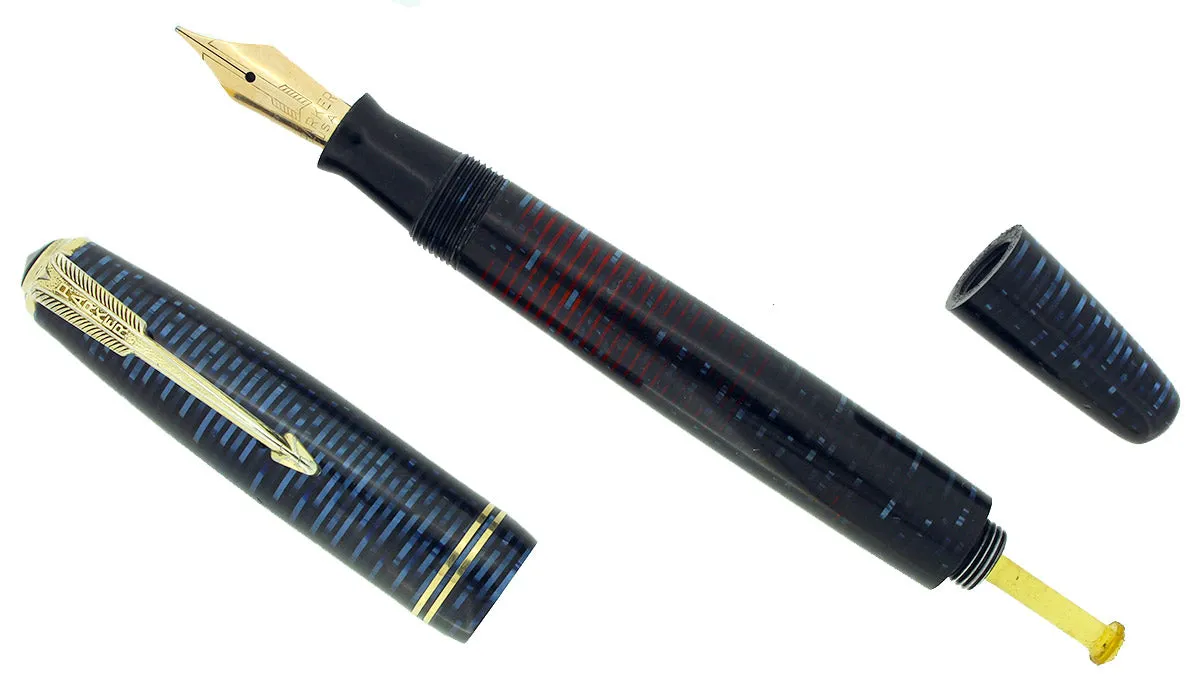 1946 PARKER AZURE BLUE PEARL VACUMATIC FOUNTAIN PEN STANDARD SIZE RESTORED