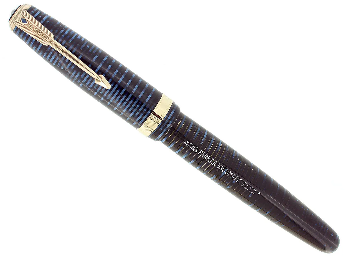 1948 PARKER VACUMATIC AZURE BLUE PEARL MAJOR FOUNTAIN PEN RESTORED