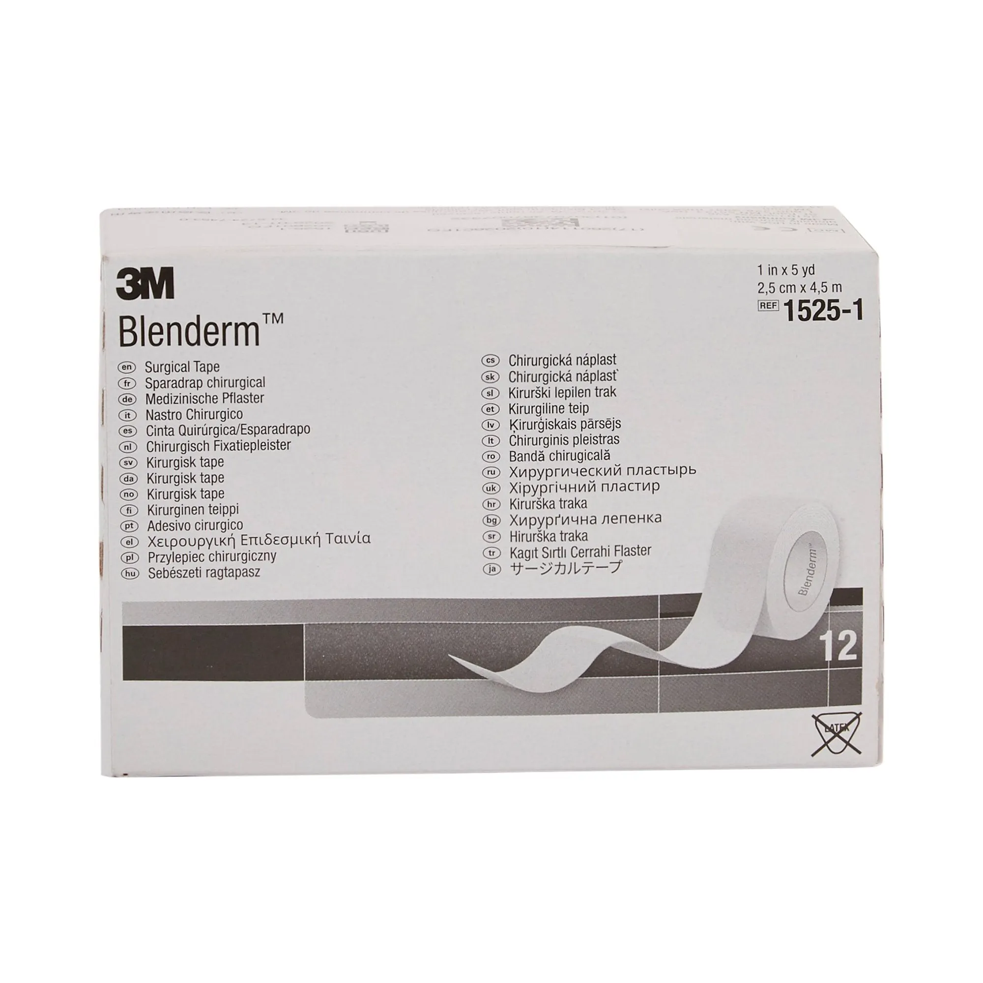 3M™ Blenderm™ Plastic Medical Tape, 1 Inch x 5 Yard, Transparent, 1 Box of 12