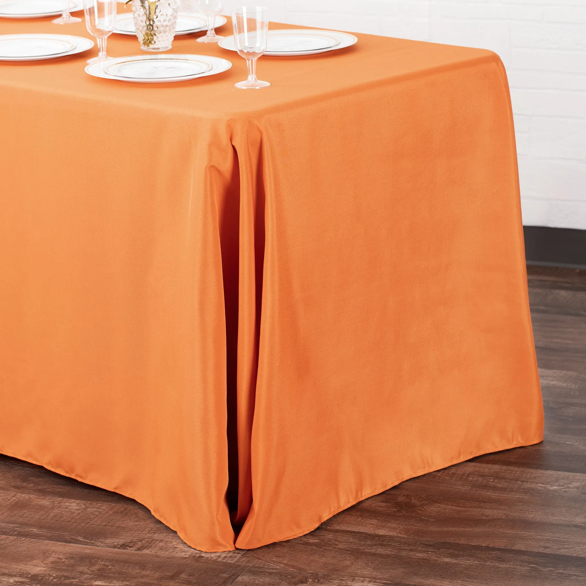 90"x132" Rectangular Oblong Polyester Tablecloth - Burnt Orange