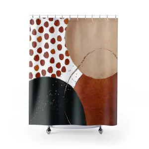 Abstract Boho Shower Curtain | Burnt Orange Black Gold