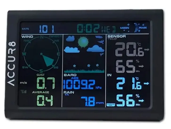 ACCUR8 DWS5100 5-in-1 Complete Solar-Powered WiFi Weather Station with Weather Alerts