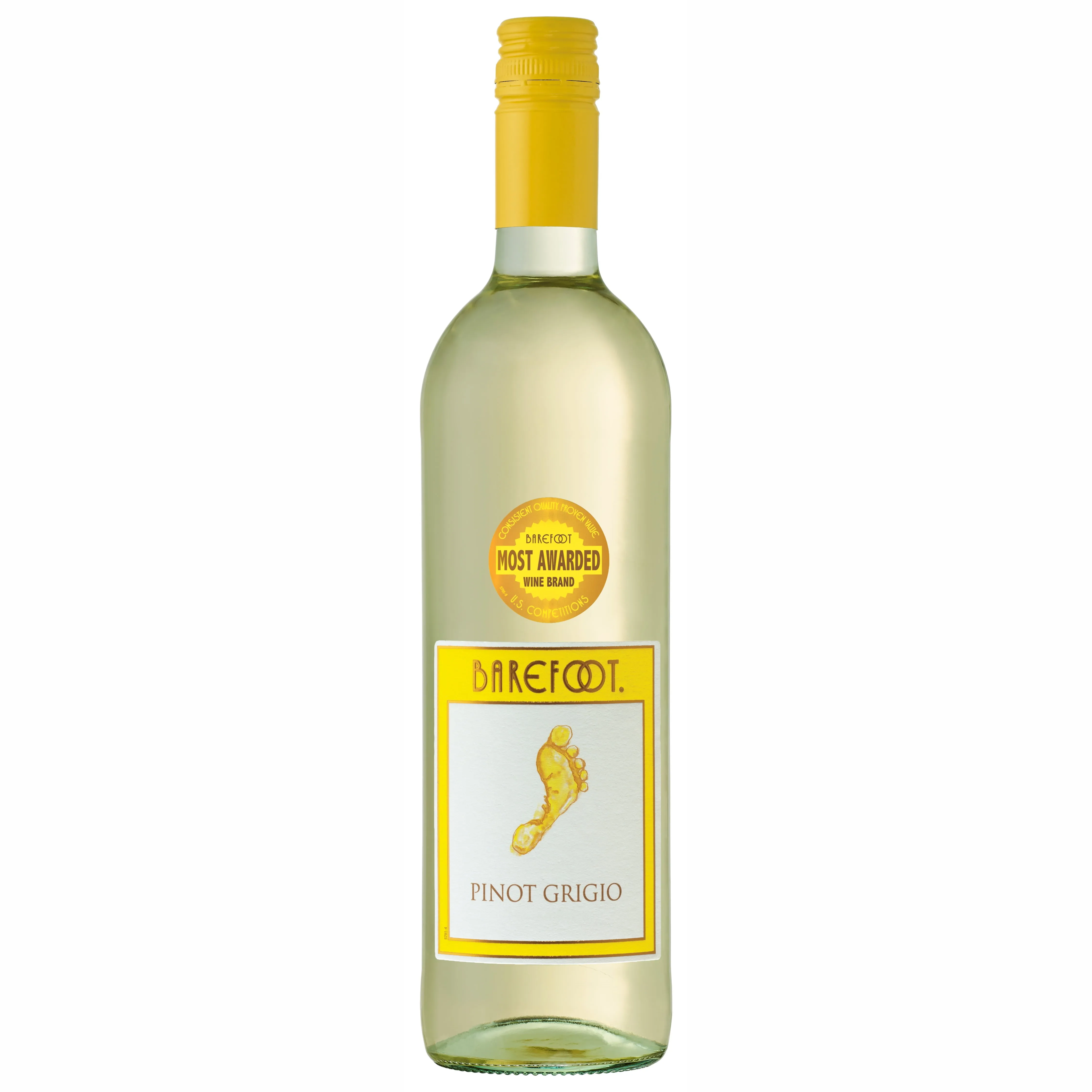 Barefoot Pinot Grigio White Wine, California, 750ml Glass Bottle