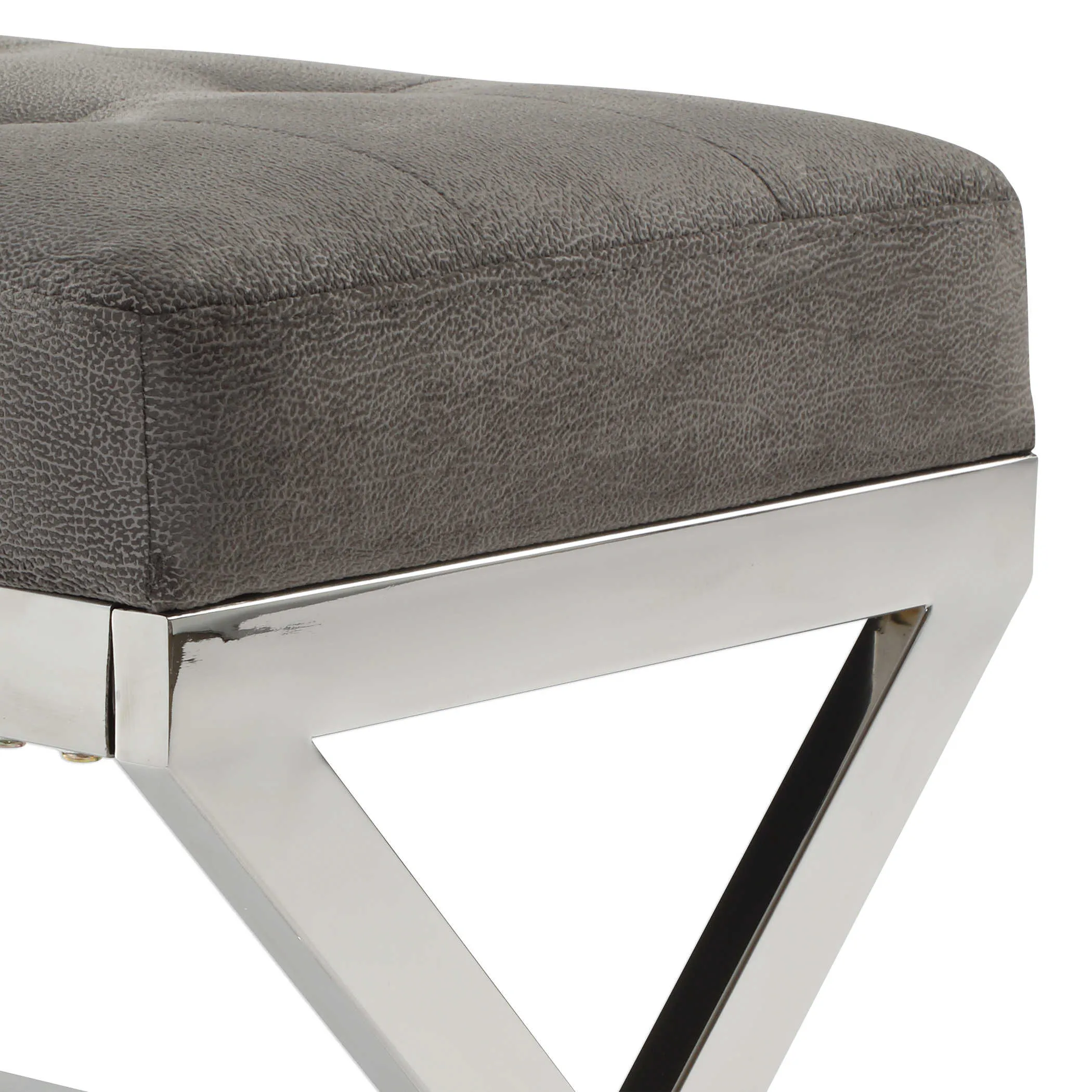 Bijou Gray Fabric Bench