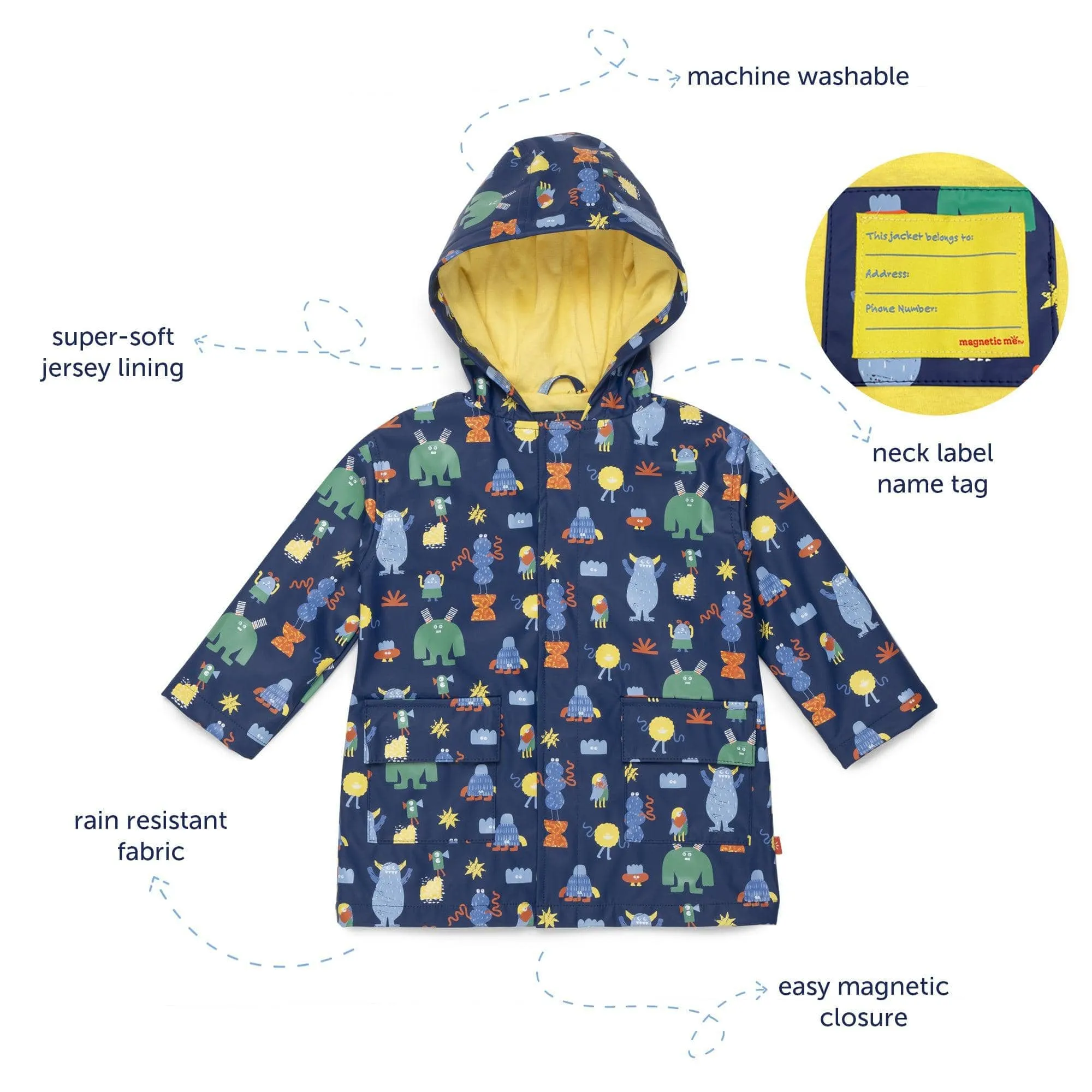 blue polka dot emoji magnetic raincoat