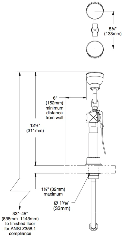 Bradley S19-460EFW Deck Mount Dual Head Eye Face Wash Drench Hose