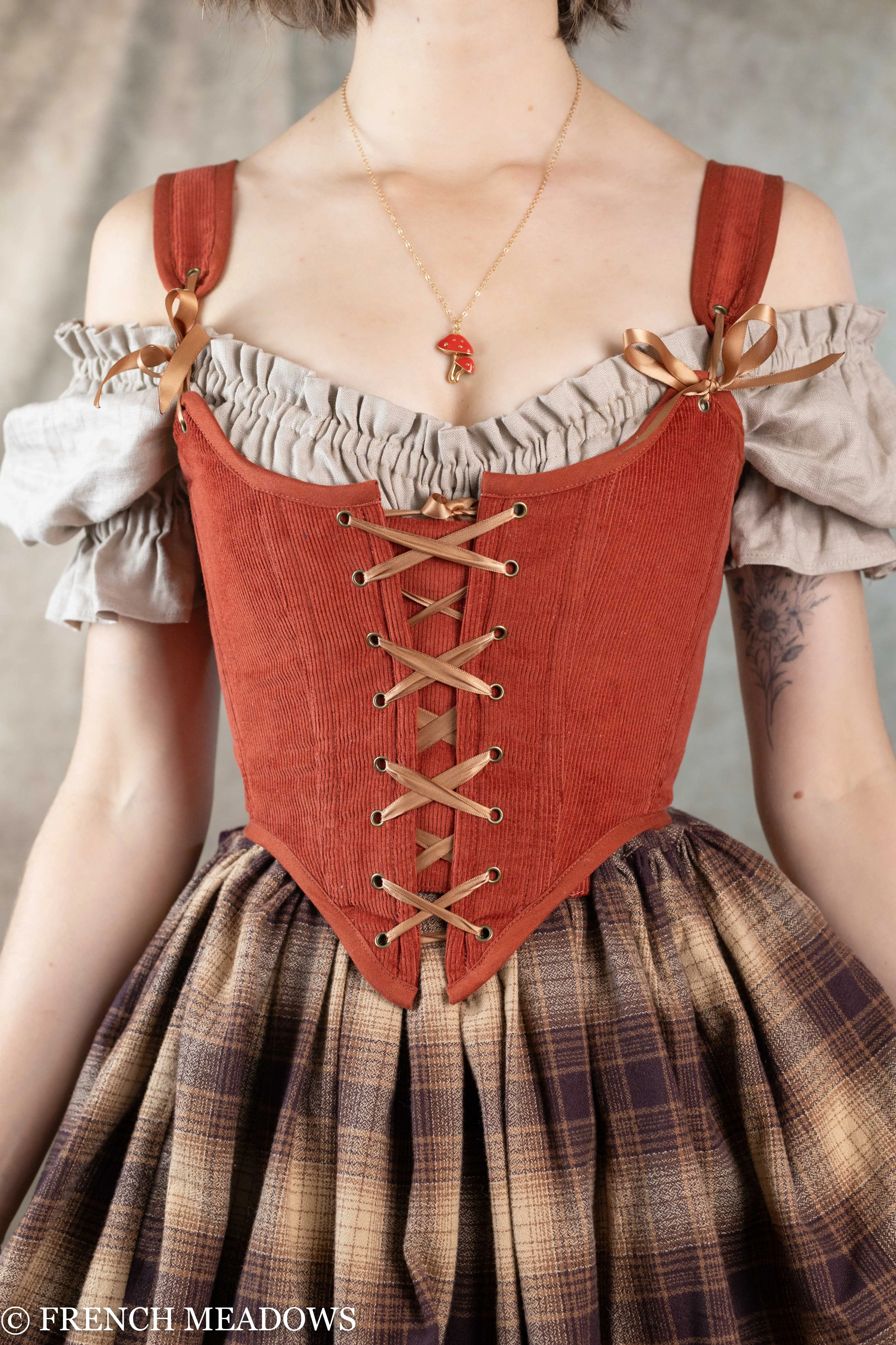 Burnt Orange Corduroy Renaissance Corset