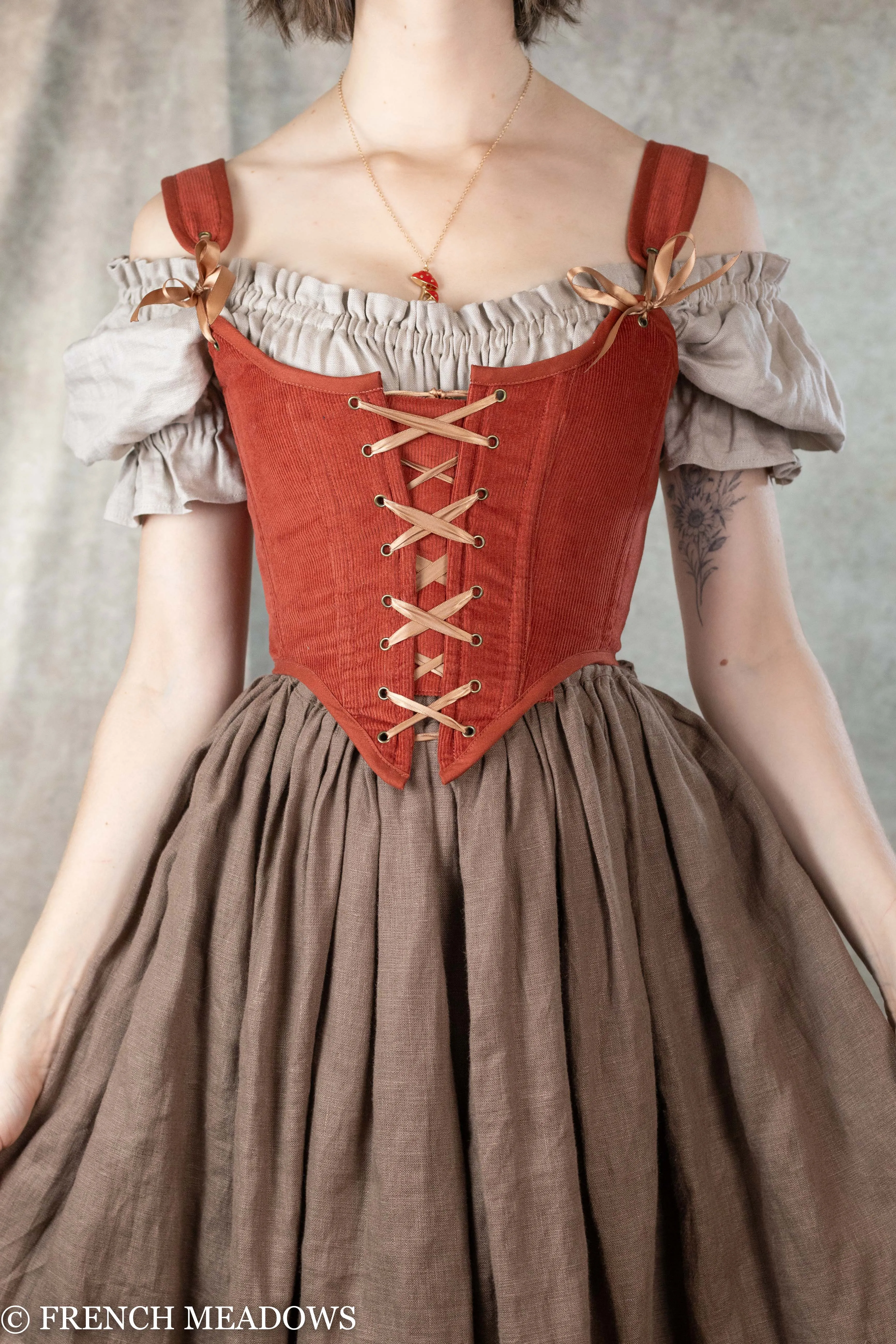 Burnt Orange Corduroy Renaissance Corset