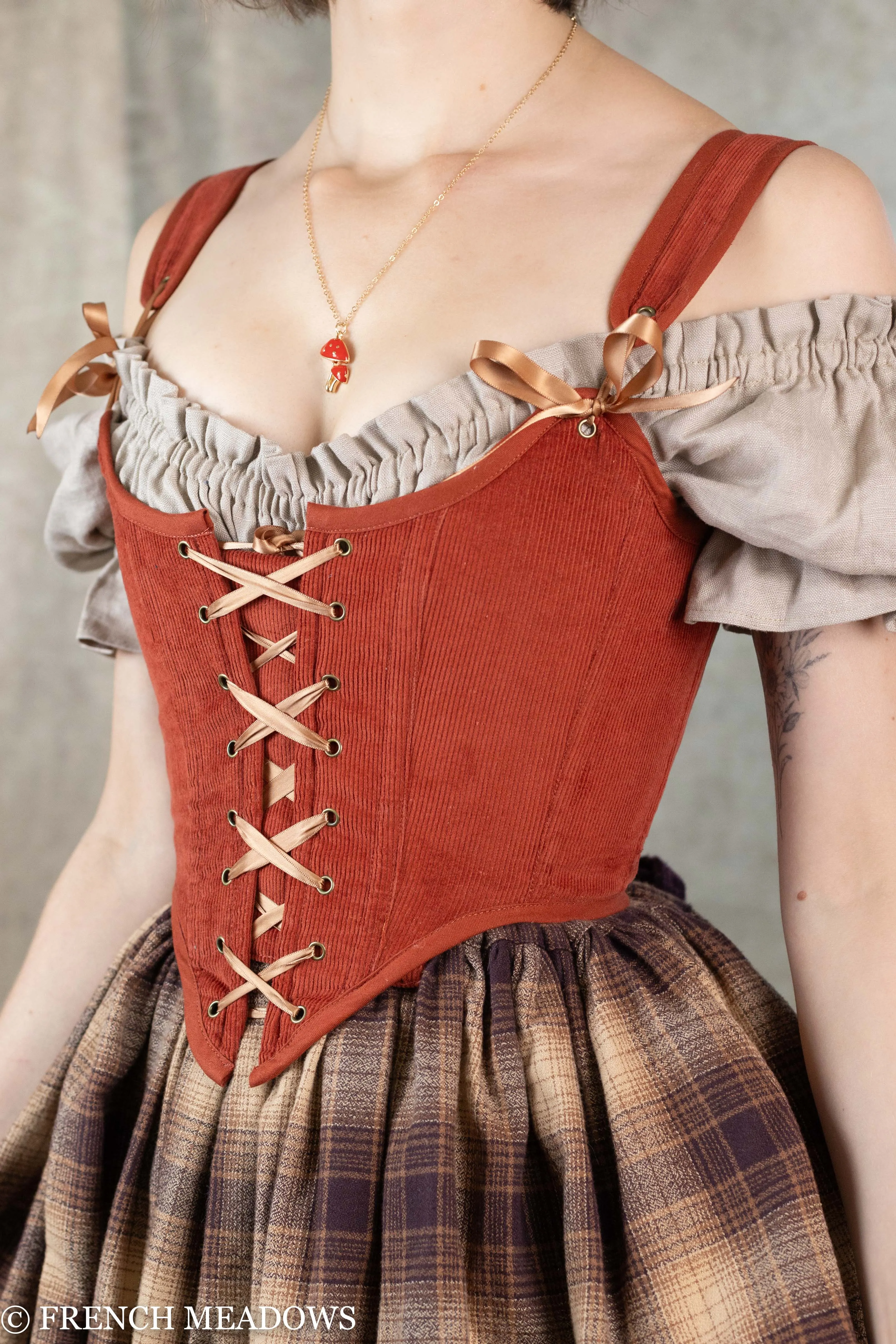 Burnt Orange Corduroy Renaissance Corset