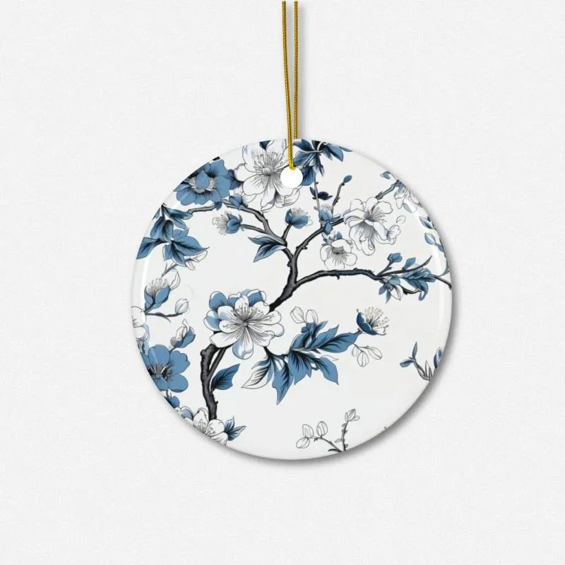 Chinoiserie Ornaments - Blue and White Floral Design - 12-Piece Set