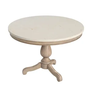 Danielle 44" Round Pedestal Marble top Dining Table in Tan/Beige  5644415