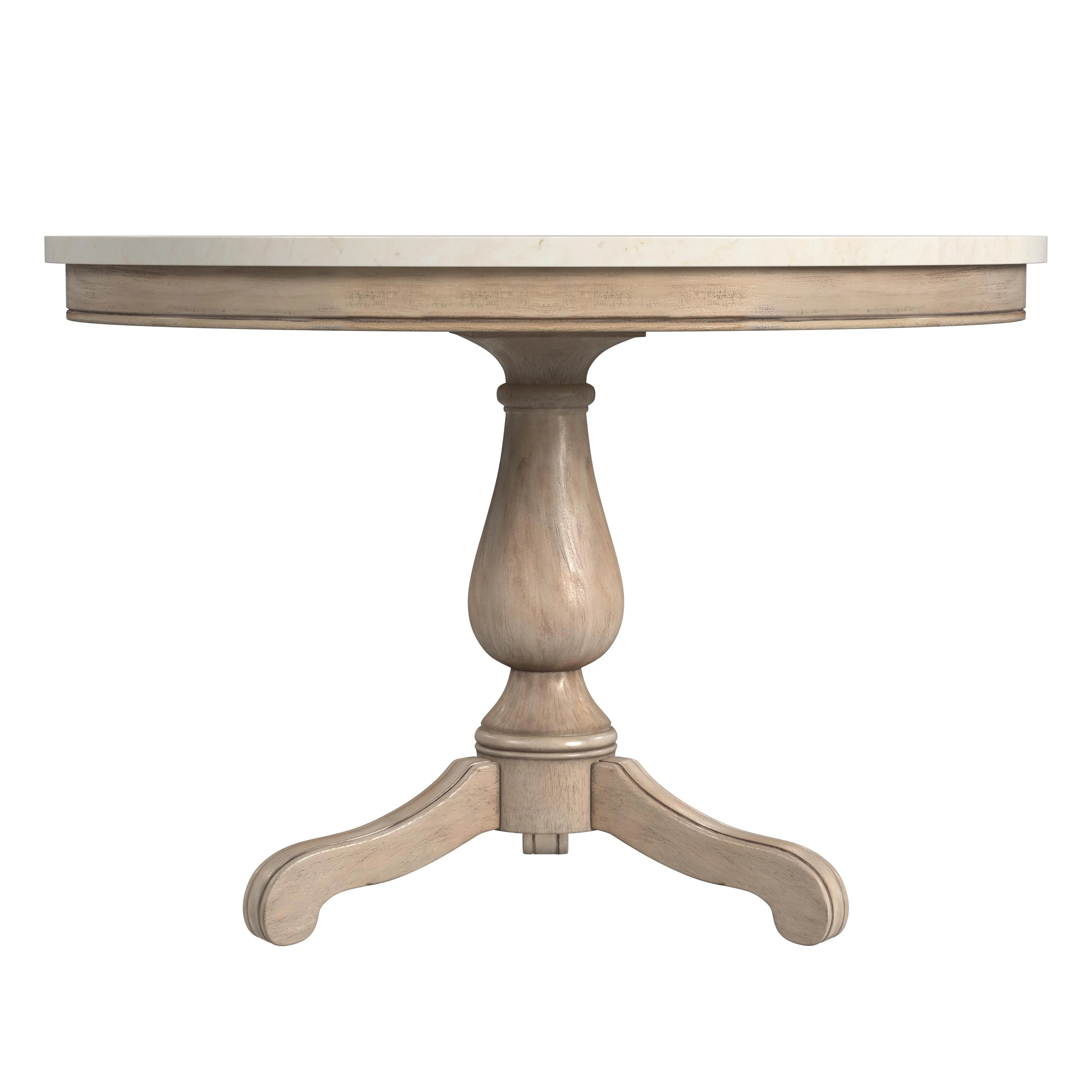 Danielle 44" Round Pedestal Marble top Dining Table in Tan/Beige  5644415