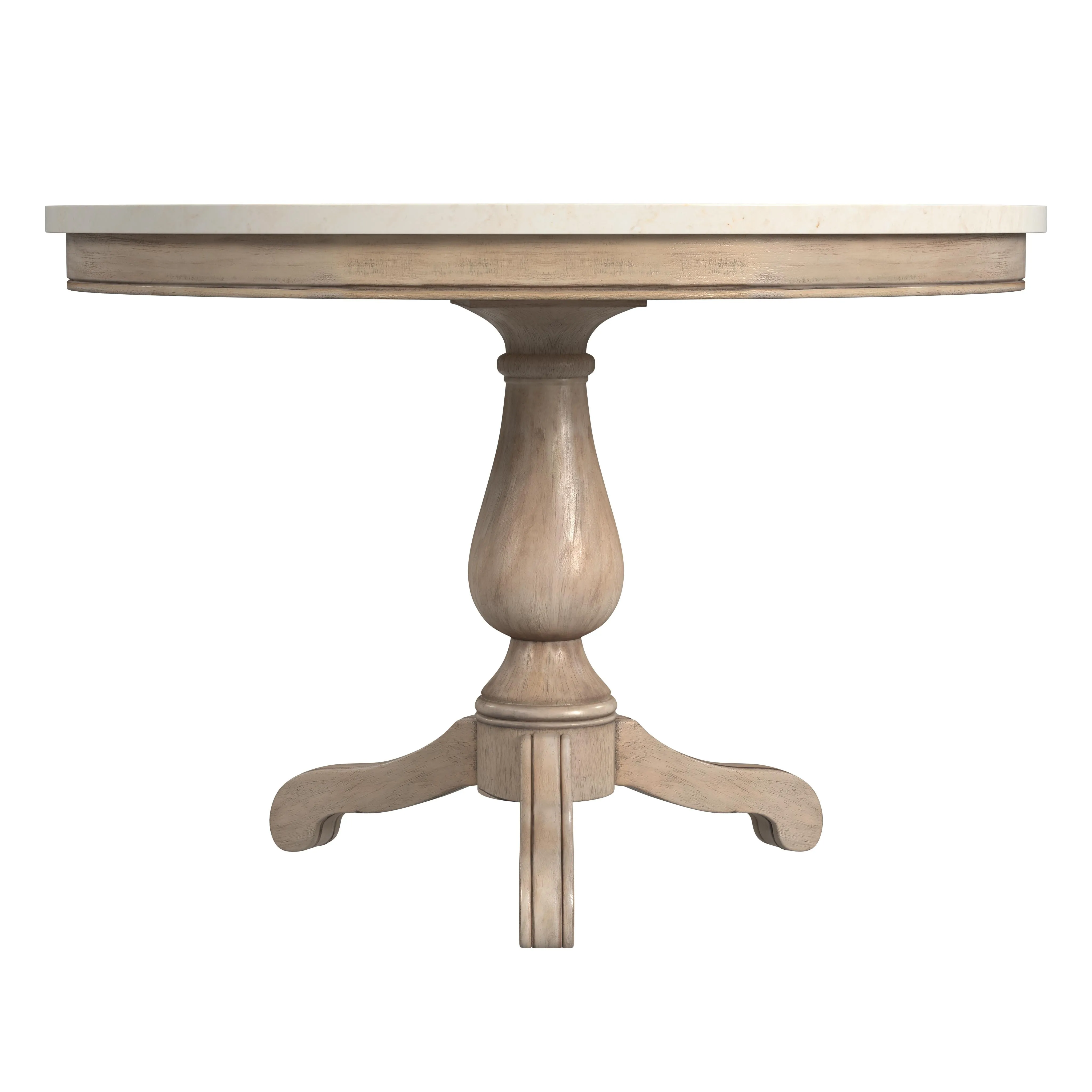 Danielle 44" Round Pedestal Marble top Dining Table in Tan/Beige  5644415