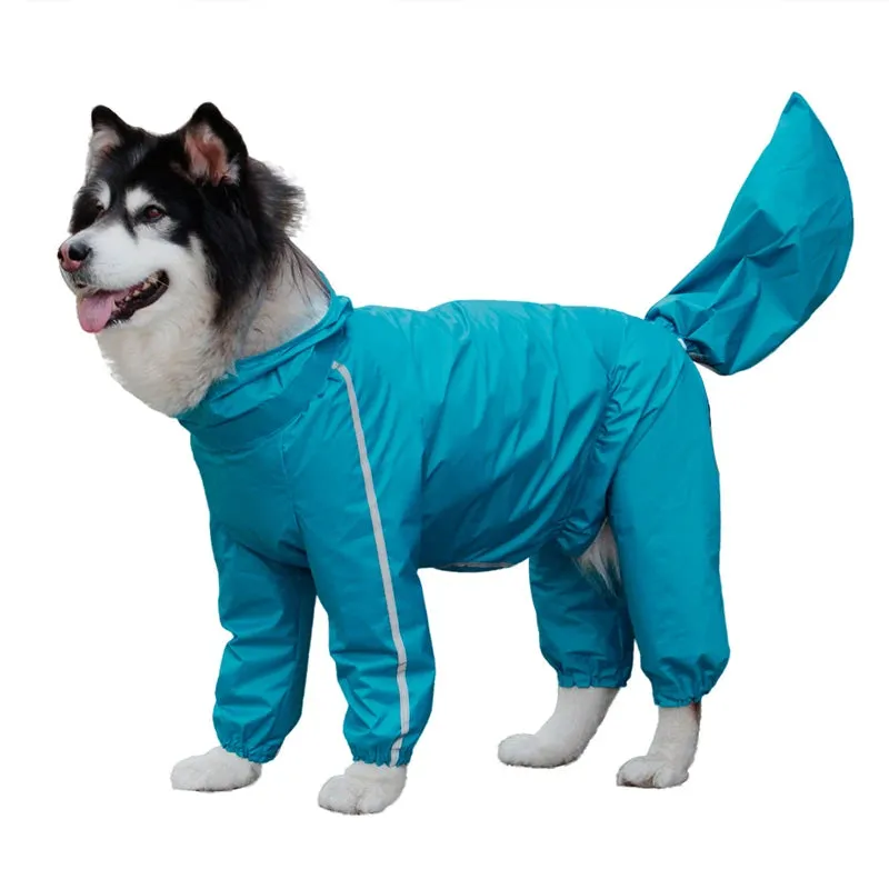 Dog Raincoat with Hood and Removable Tail Bag - Adjustable for Large & Medium Dogs