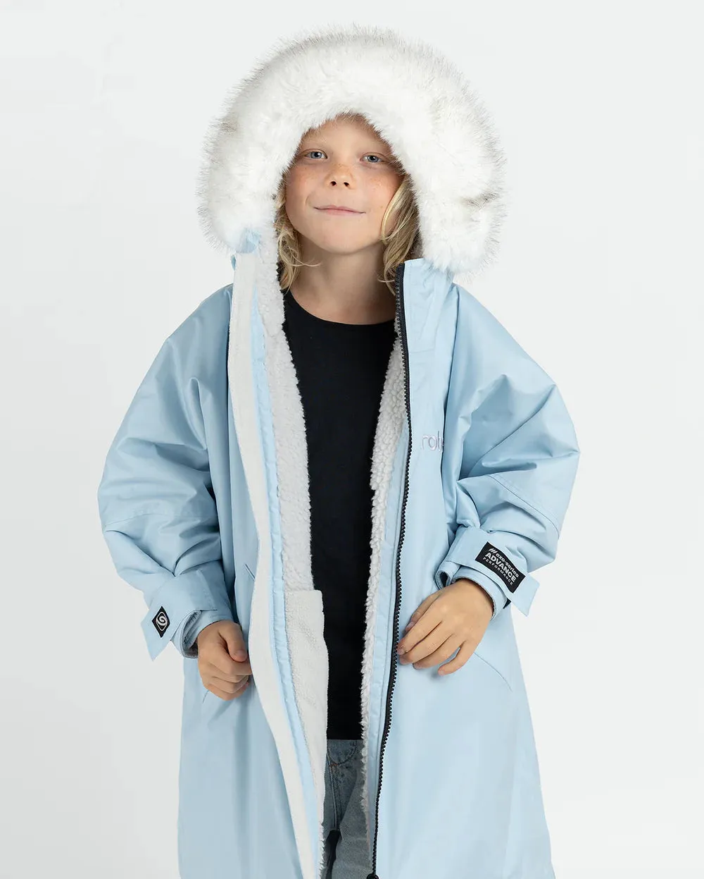 Dryrobe Advance Alpine Kids Long Sleeve - Ice Blue/Grey