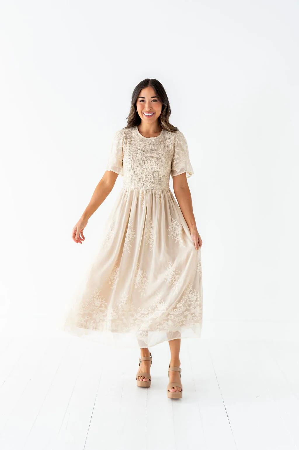 Elizabeth Embroidered Smocked Dress