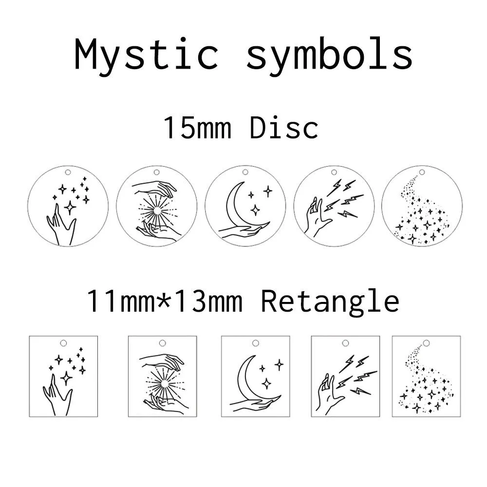 Engraved Mystic Symbols Disk Pendant Necklace