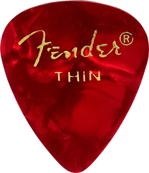 Fender Guitar Pick 351 Shape Classic Celluloid 1 Gross - Red Moto - Thin, 144-Count