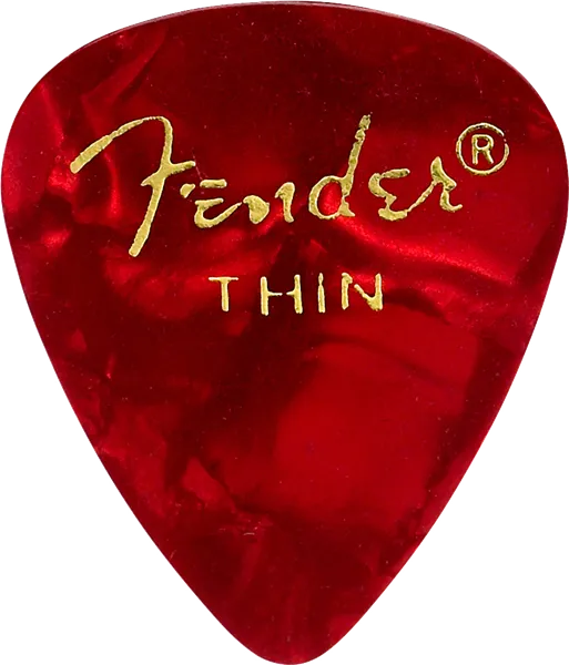 Fender Guitar Pick 351 Shape Classic Celluloid 1 Gross - Red Moto - Thin, 144-Count