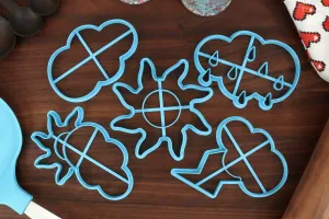 Forecasted Weather Cookie Cutters, Set 1 - Cloudy Overcast, Partly Cloudy, Rainy Skies, Sunny Weather, Thunder Storm Cutters