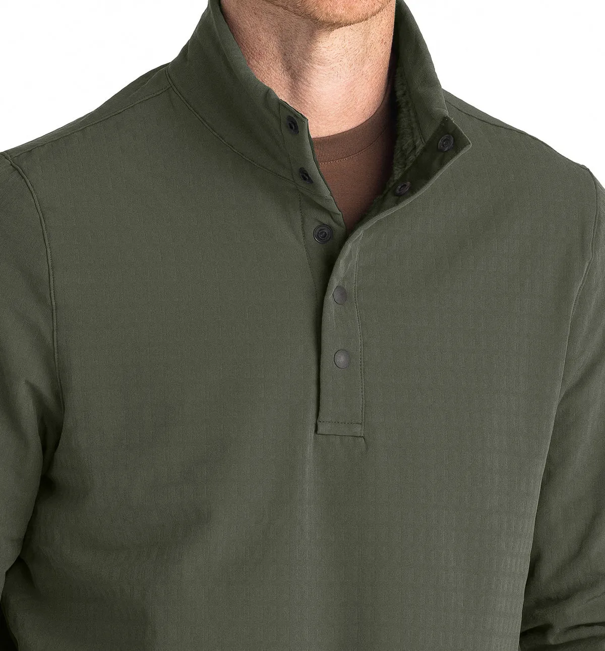 Free Fly Men's Gridback Fleece Snap Pullover in Dark Olive