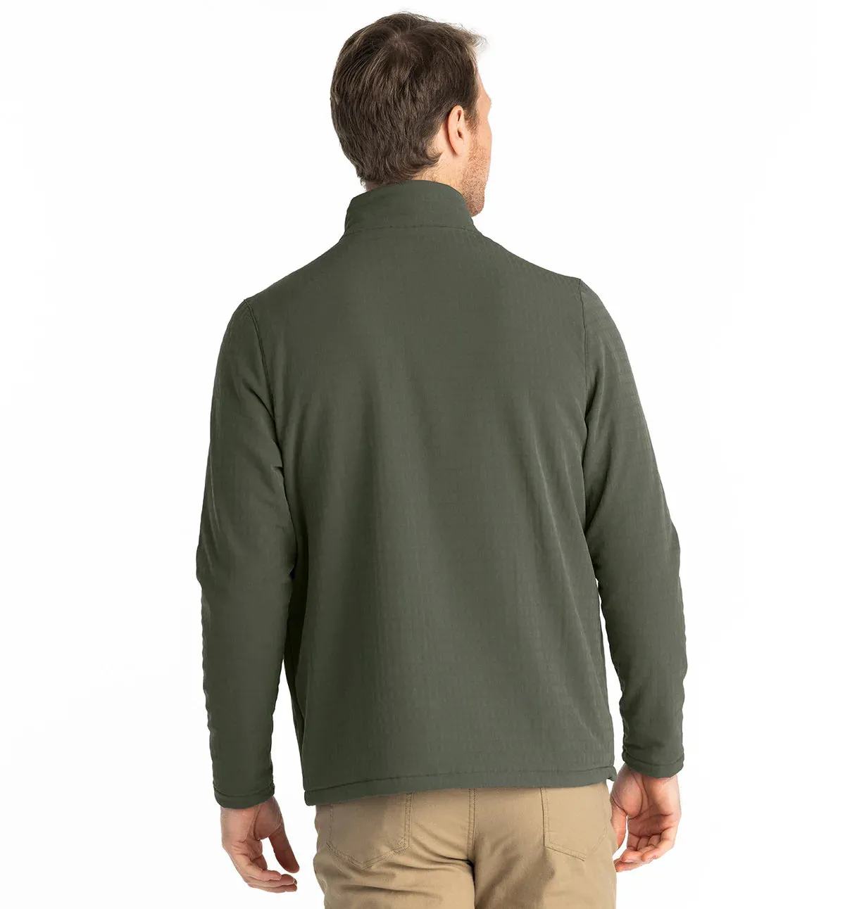 Free Fly Men's Gridback Fleece Snap Pullover in Dark Olive