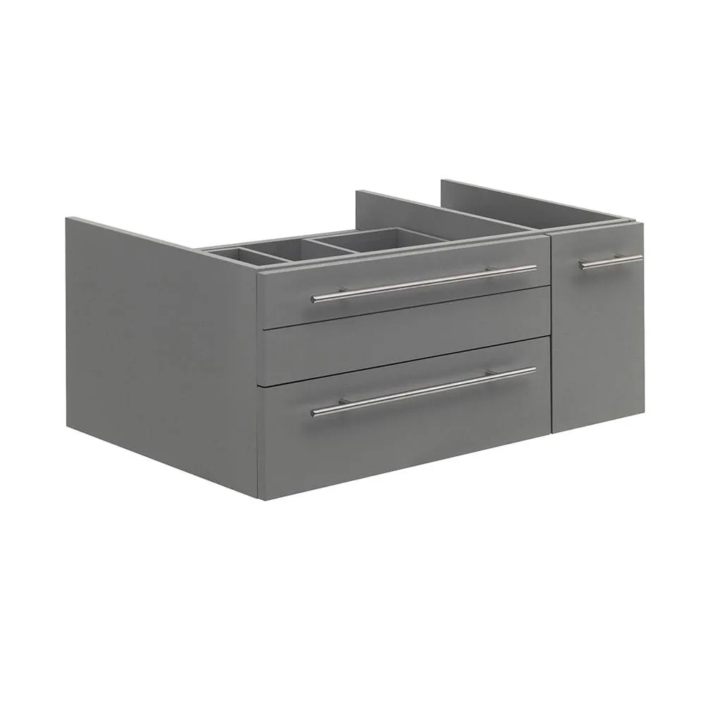 Fresca FCB6136GR-VSL-L Lucera 36" Gray Wall Hung Vessel Sink Modern Bathroom Cabinet - Left Version