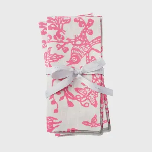 Garden print napkin, pink, set of two