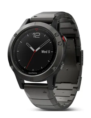 Garmin Fenix 5 Sapphire Multisport Smartwatch - Slate Gray - Metal Band- Wi-Fi