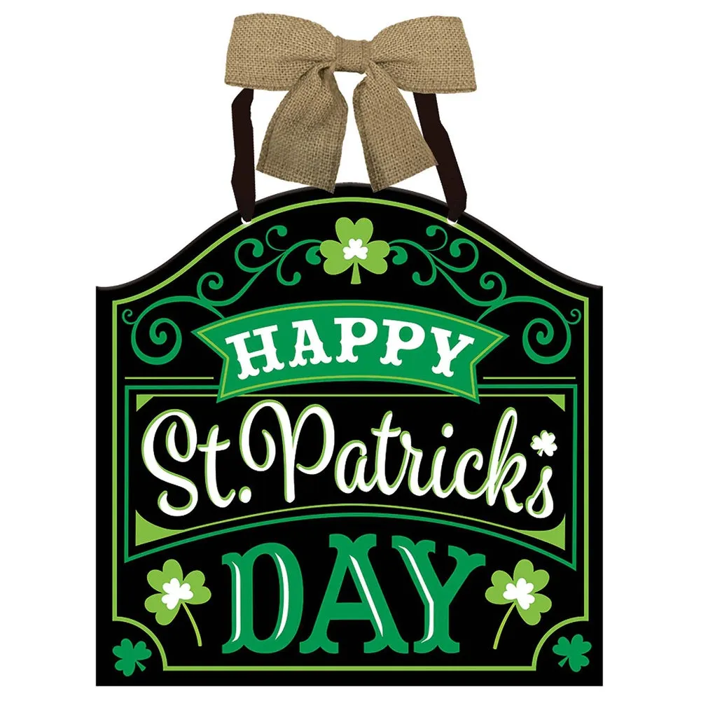 Happy St. Patrick's Day Irish Sign - 12" x 11 3/4", Green and Black (241663)