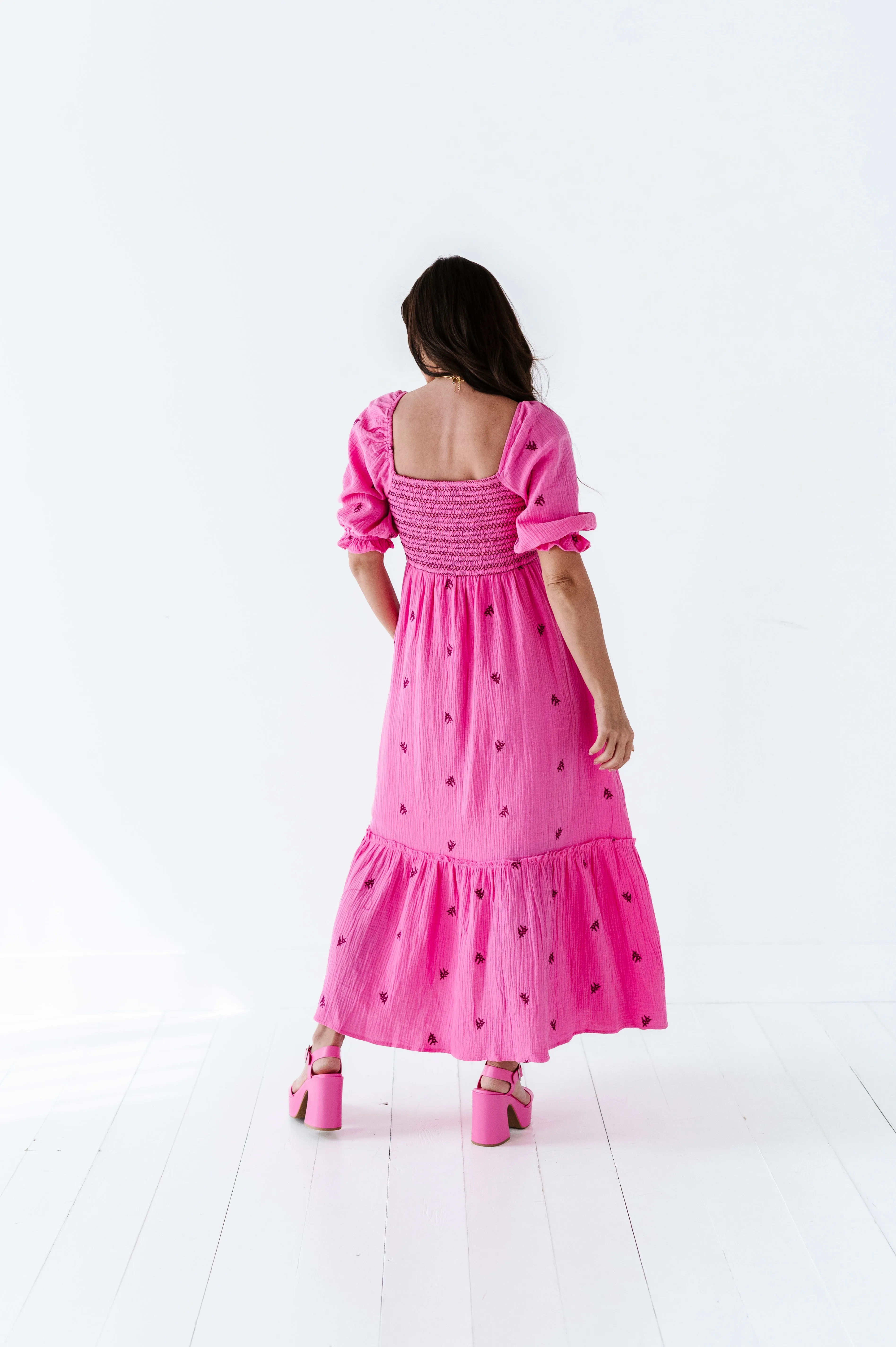 Kemry Embroidered Dress in Pink