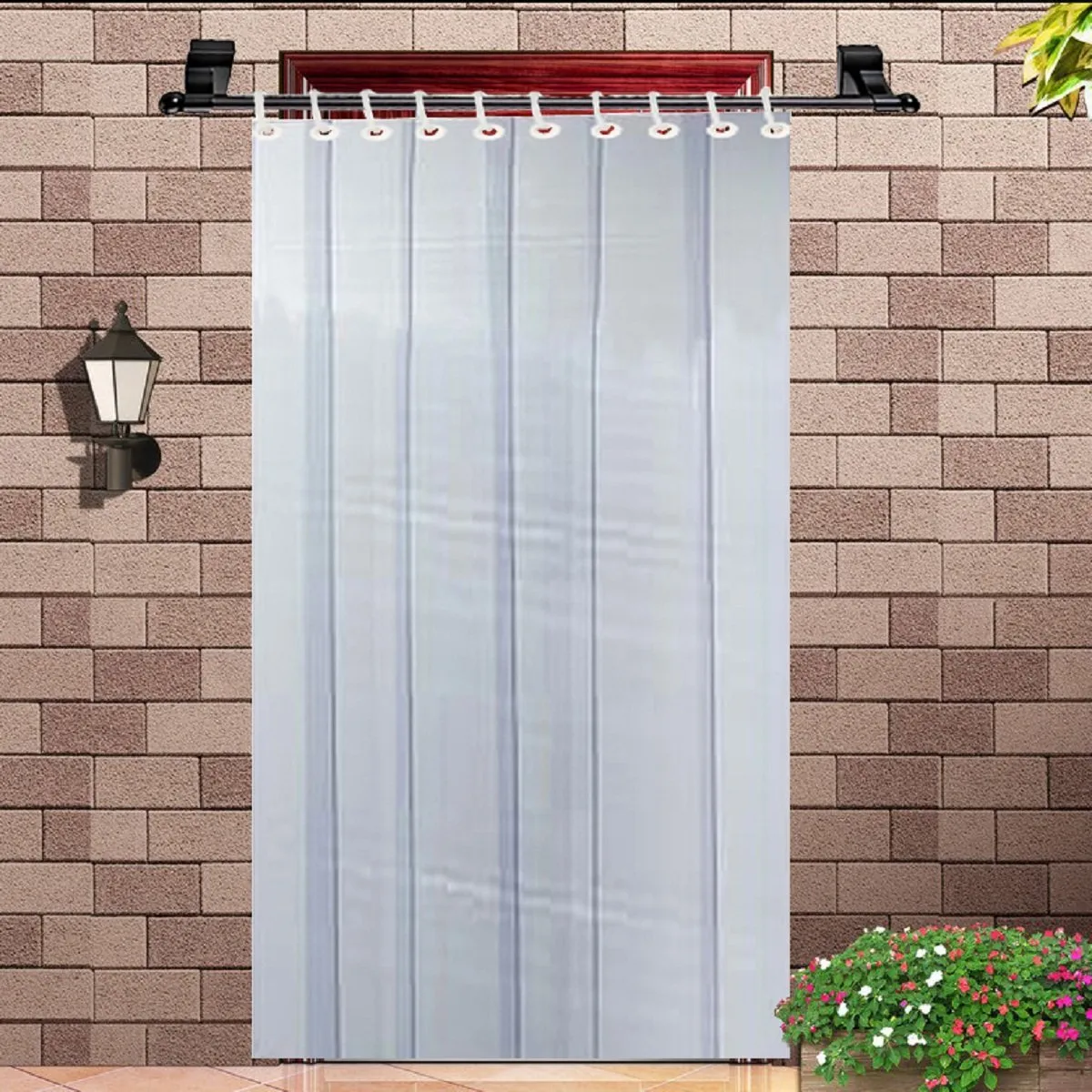 Kuber Industries Exclusive PVC 6 Strips AC Curtain|Rings & WaterProof Material|.1 MM Thickness & Mold Mildew Free|Size 9 Feet (Transparent), Modern