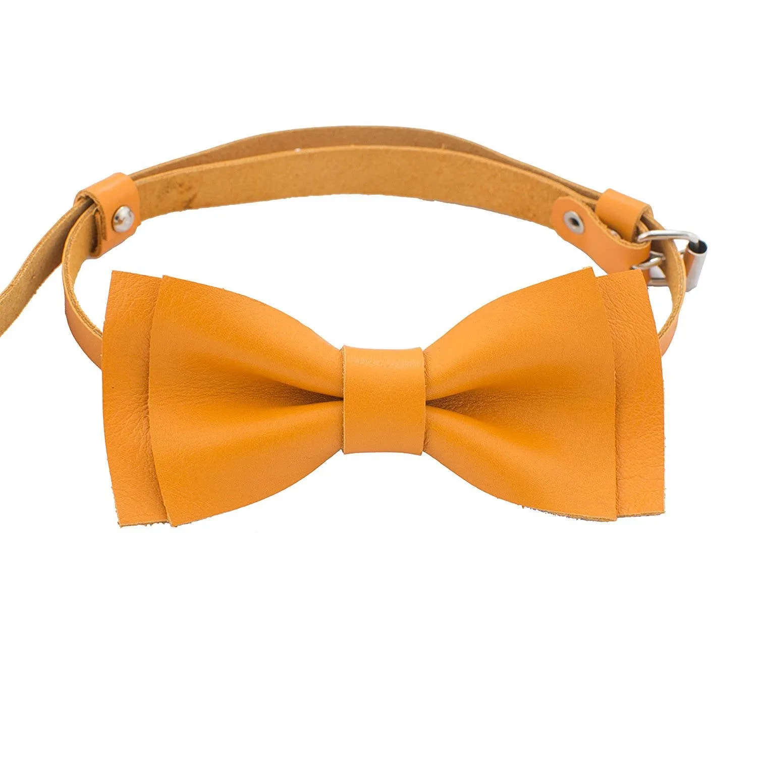 Leather Bright Yellow Bow Tie