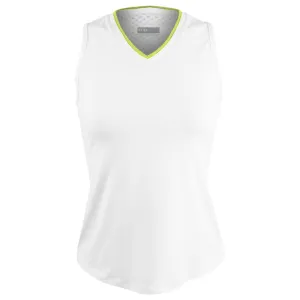 Lija Women's Time To Shine Victory Tank - White/Chartreuse