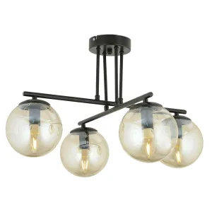 MAL Chandelier 4 Lights Black Metal/Glass