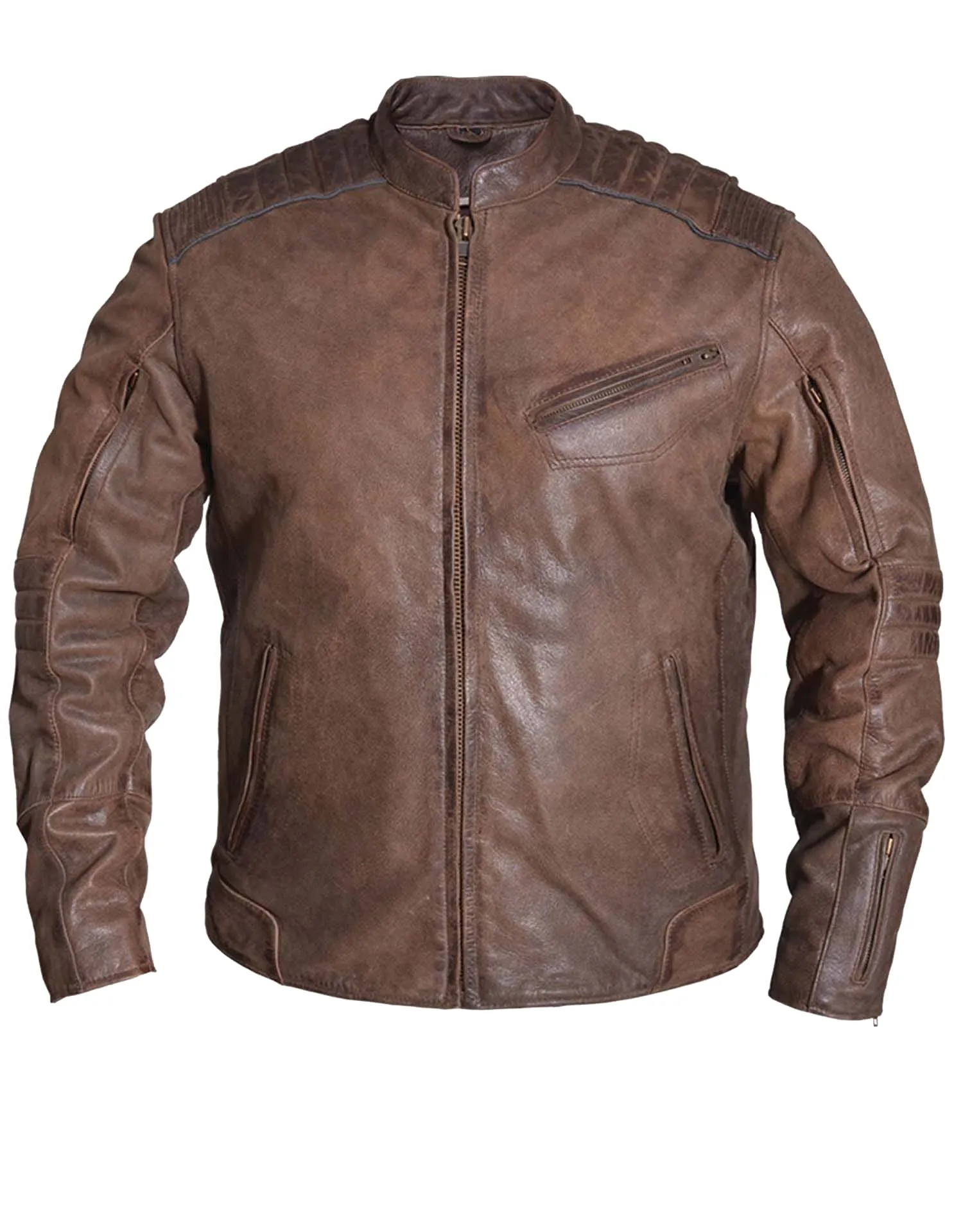 Men's Arizona Brown Premium Leather Motorcycle Jacket