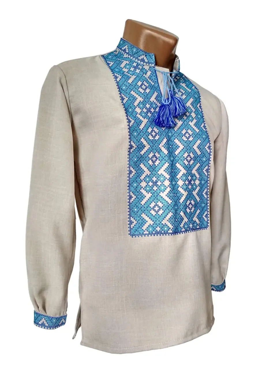 Men's embroidered shirt with a geometric ornament in the Ukrainian style