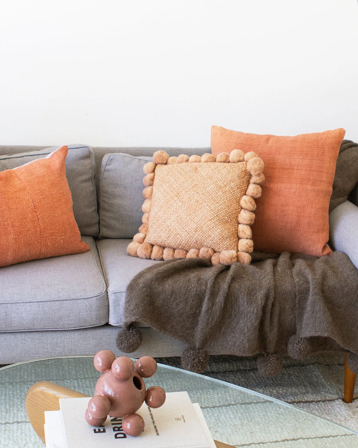 Monte Square Wool Cushion with Pompoms