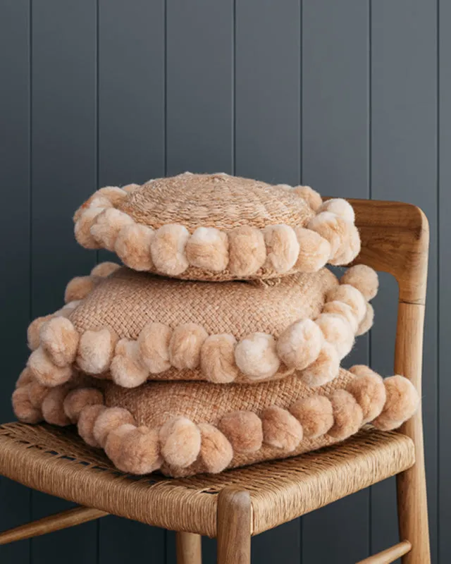 Monte Square Wool Cushion with Pompoms