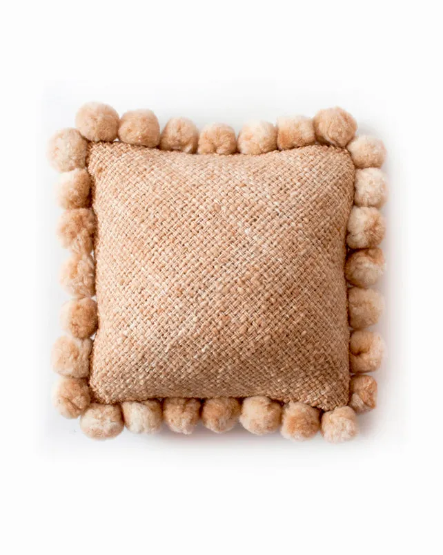 Monte Square Wool Cushion with Pompoms