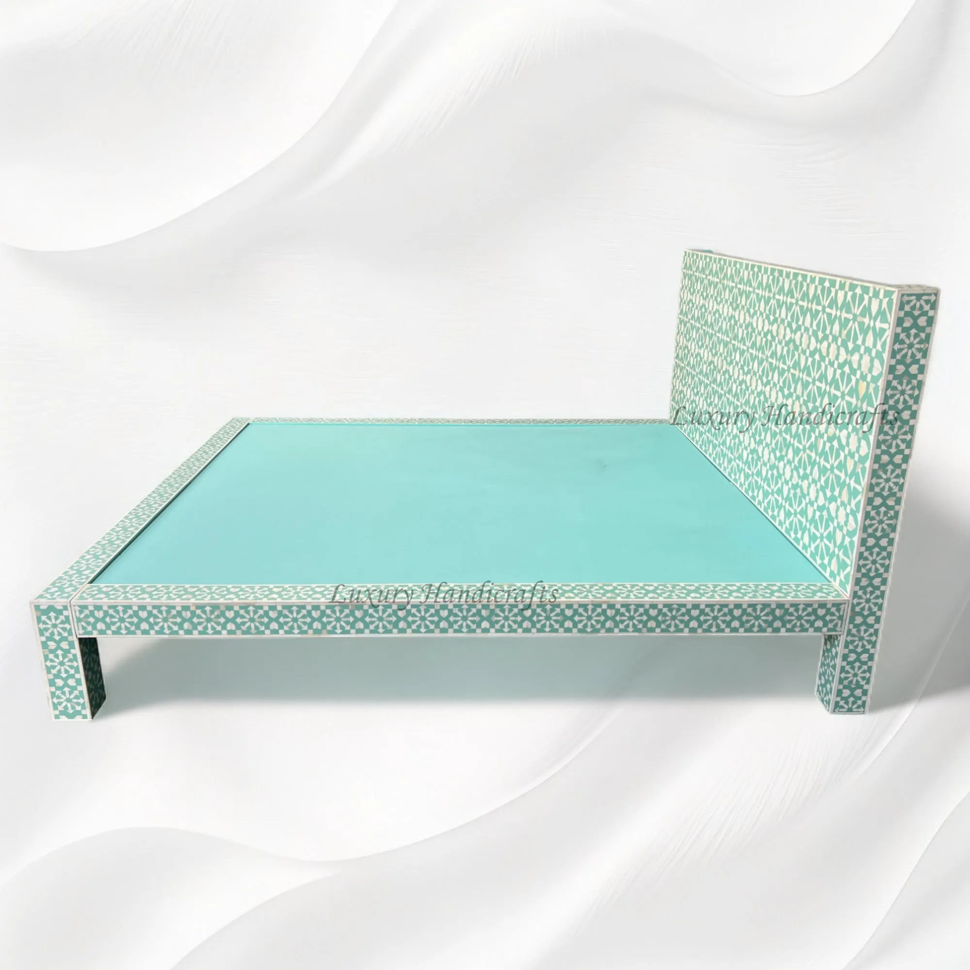 Moroccan Bone Inlay Bed Mint Green