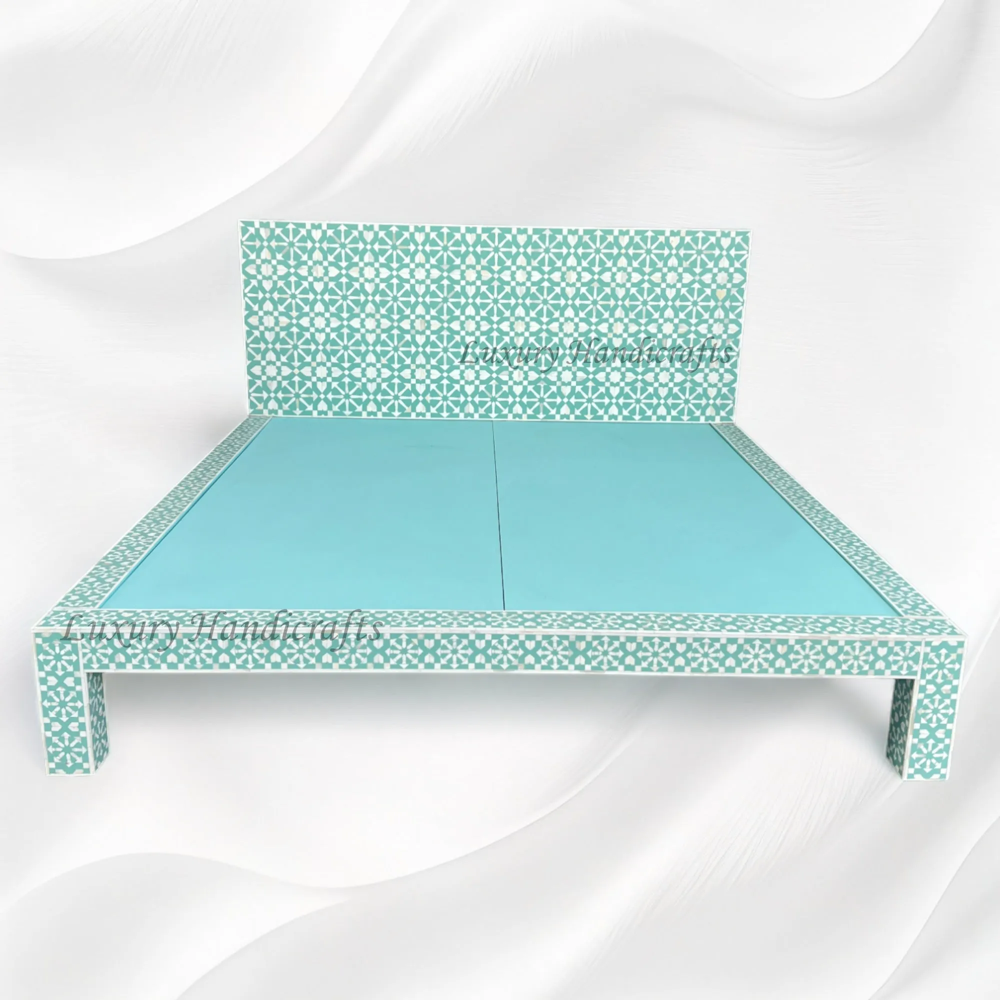 Moroccan Bone Inlay Bed Mint Green