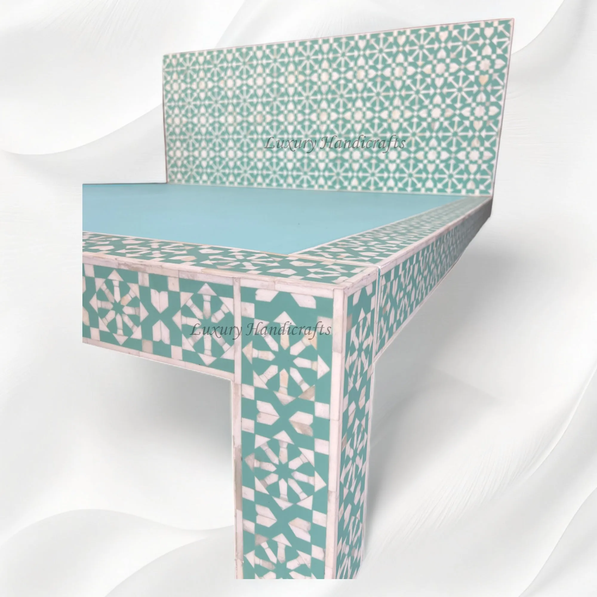 Moroccan Bone Inlay Bed Mint Green